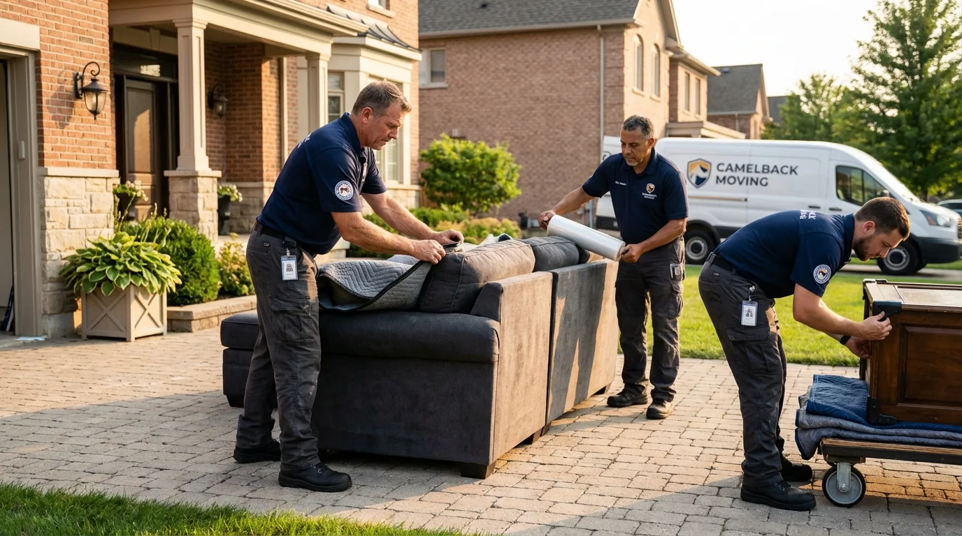 Large estate moving crew wrapping furniture in Bloomfield, NM