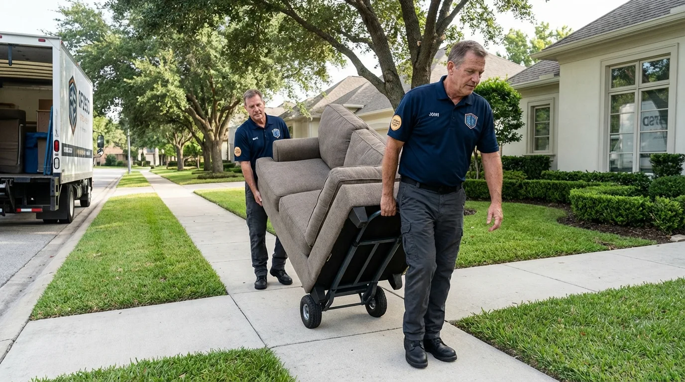 Local residential moving crew loading furniture in Bloomfield, NM