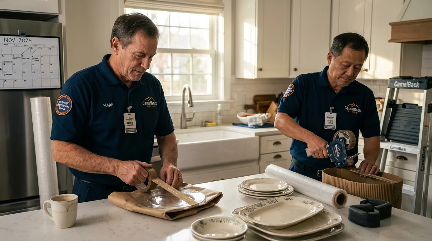 Professional crew packing kitchen dishware in Bloomfield, NM